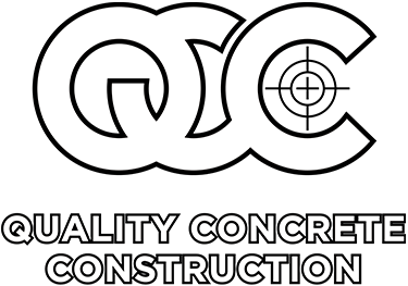 Quality Concrete Construction logo - white with black trim