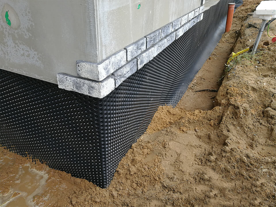 Basement waterproofing of concrete foundation