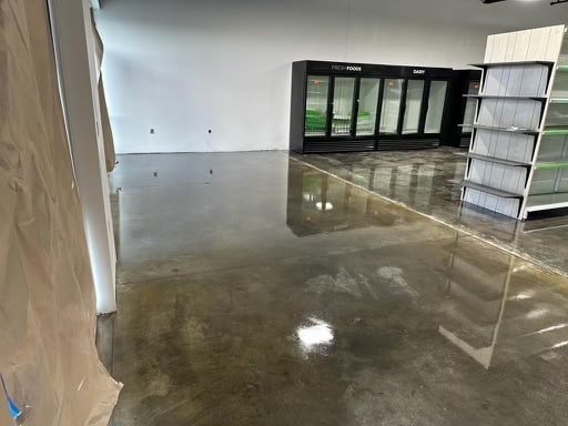 Decorative concrete - commercial store stained concrete floors with gloss